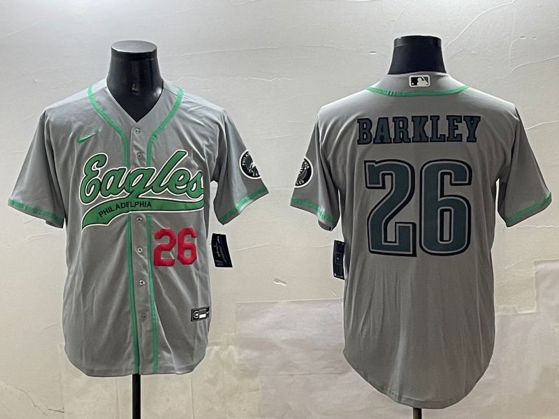 Men Philadelphia Eagles 26 Barkley Grey Jointly Name 2025 Nike Limited NFL Jersey style 11